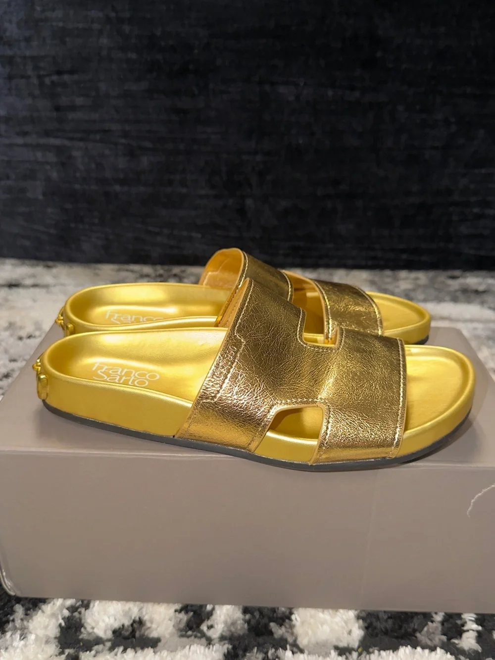 Franco Sarto Metallic Gold Slide Sandals